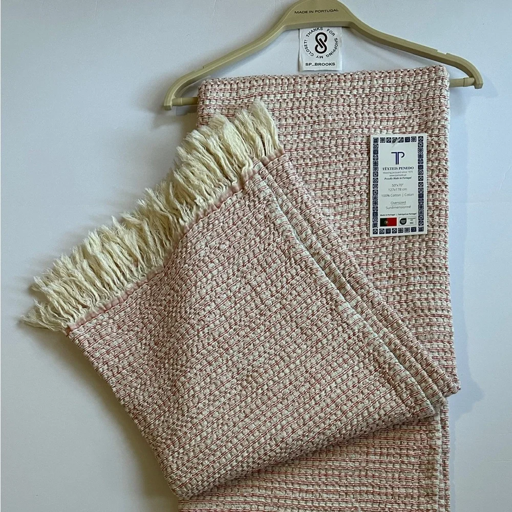 🎁Texteis Penedo Throw Blanket - Peppermint - Reverse Waffle Bands